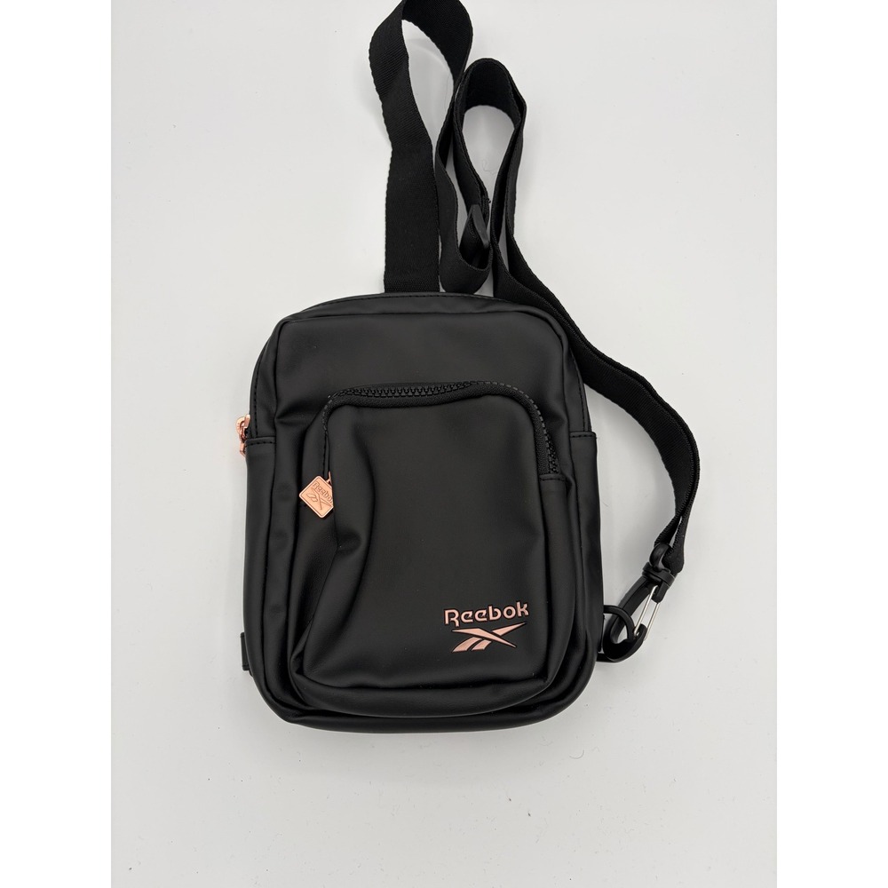 Reebok Crossbody Sling Bag Unisex Black Rose Gold Logo Sport Travel